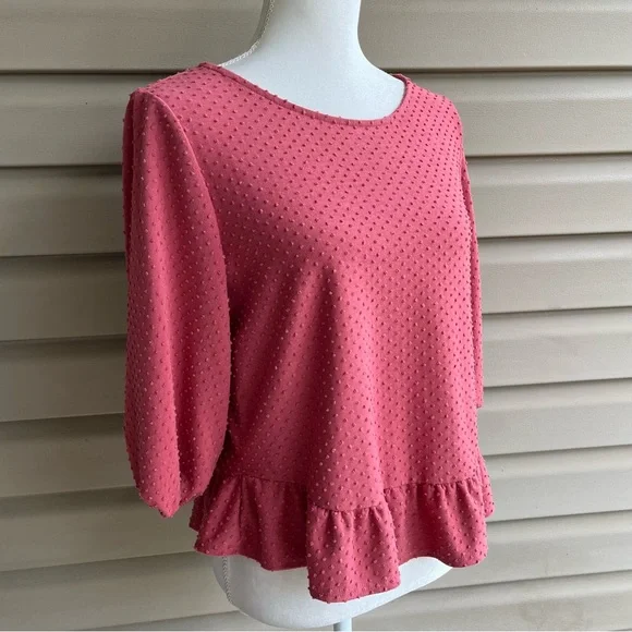 •W5 Anthropologie• Swiss Dot Peplum Pullover Top - Size Small - Picture 4 of 6